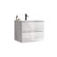 Meuble-lavabo mural moderne blanc brillant de 24 po avec lavabo en céramique et grand rangement, parfait pour les salles de bain contemporaines-126232833-126232834