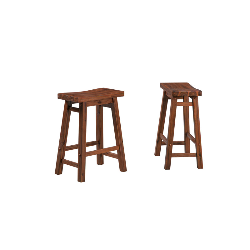 Alessandro Counter Stool with Solid Wood Frame, Chestnut Wire-Brush, Counter Stool (24" Seat Height), 2