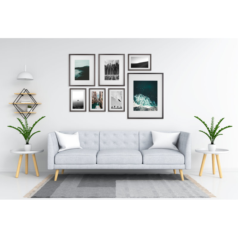 Ensemble de 7 cadres photo en aluminium, Gris