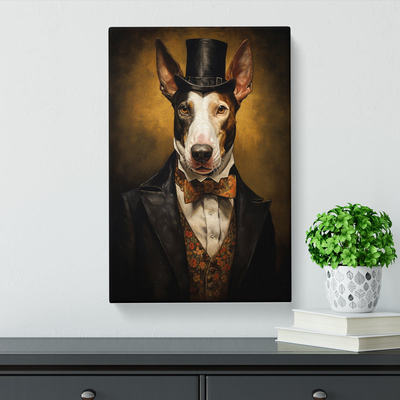 English Bull Terrier Gothic - Print on Canvas, 76cm H x 50cm W x 3cm D