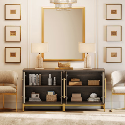  Table de bout avec porte en cuir et tablette réglable