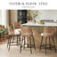 Tabouret de bar pivotant rembourré à dossier plein en rotin beige-121091465