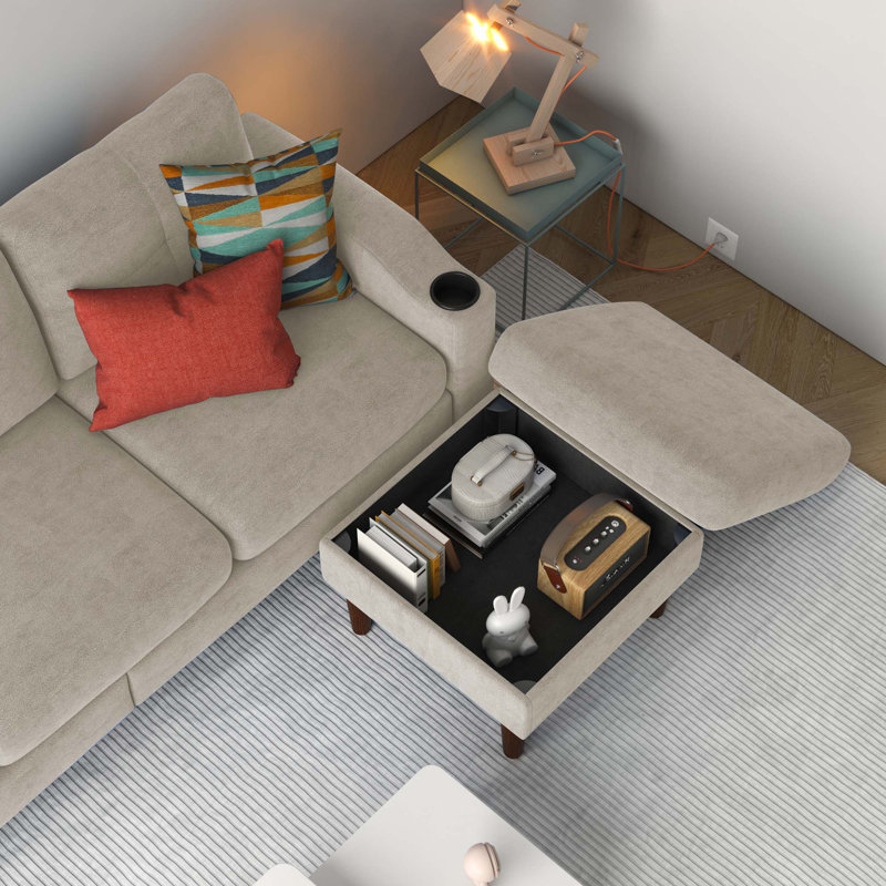 Canapé convertible en L, Beige