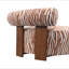 1 pièce Chaise d'appoint à rayures zébrées Tissu de mousse à haute densité Dossier cylindrique Finition orange rustique Salon principal-1249955077