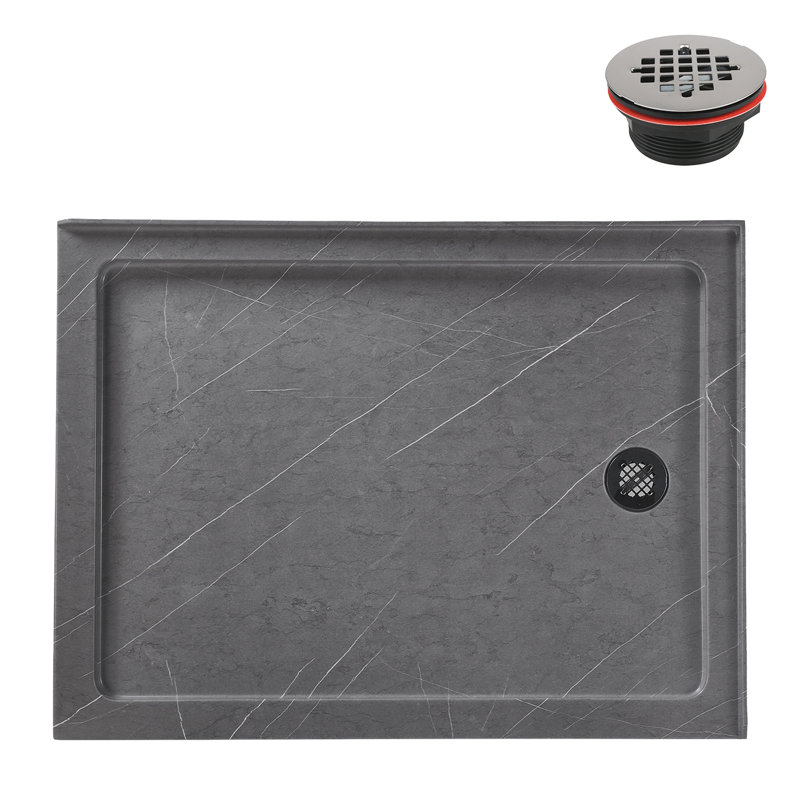 Streamline 48 in. x 36 in. Corner Acrylic Shower Base in Matte Grey with Right Hand Drain, Drain Included, Right, Matte Gray