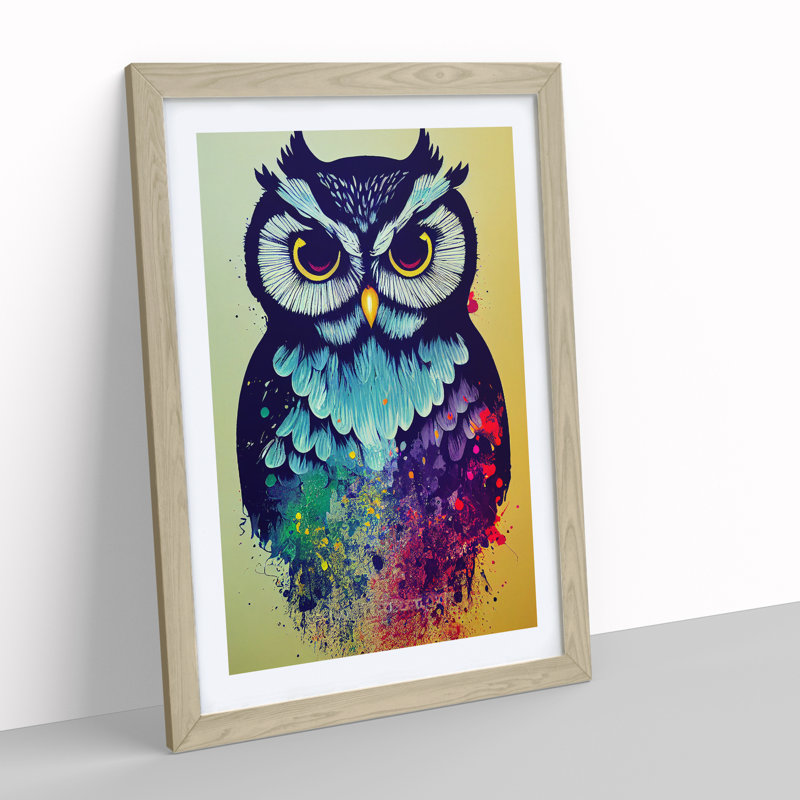 Owl Splash No.2 Abstract - Framed Print, 34cm H x 25cm W x 2cm D, Oak