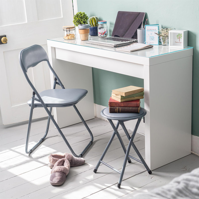 Padded Folding Stools, Grey