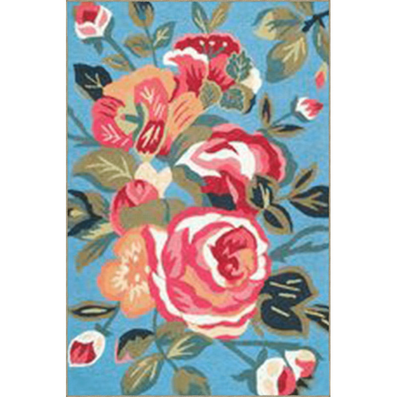 Tapis décoratif bleu, bleu et rouge, Rectangle 3 pi 11 po x 5 pi 11 po 