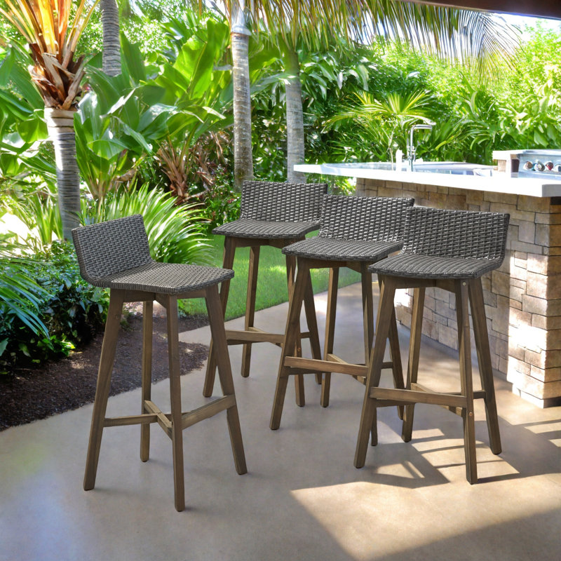 Tabouret de bar 30,75 po Oxendine, Cadre gris / coussin gris