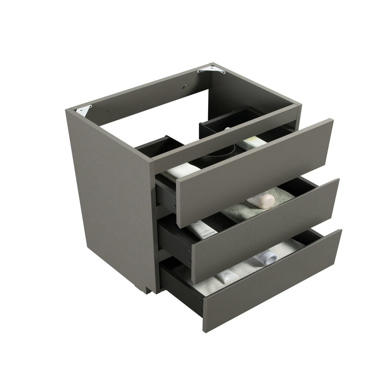 Sans armoire de plancher sans bassin - gris. 3 tiroirs préassemblés. Élégante sensation grise. Maximisez le rangement. Fonctionnement silencieux en douceur. Poignée ergonomique. 35,99 po de diamètre, 18,3 po de largeur, 33,22 po de hauteur et 97,91 lb 39 po P 21,4 po