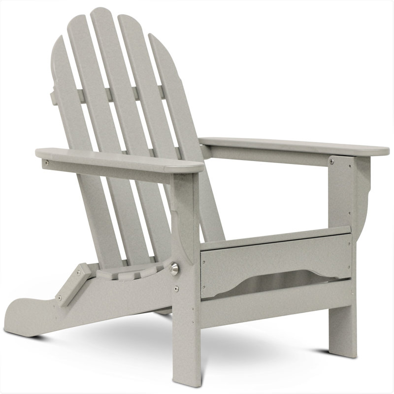 Leighton Foldable Outdoor Adirondack Chair, Light Gray