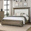 Mobilier de chambre à coucher traditionnel 3 pièces, ensemble pour grand lit, 2 tables de chevet en chêne vieilli avec rangement rembourré beige