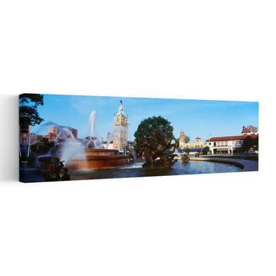 Fountain In A City, Country Club Plaza, Kansas City, Jackson County, Missouri, Usa Abstract Contemporary Architecture City Wall Art