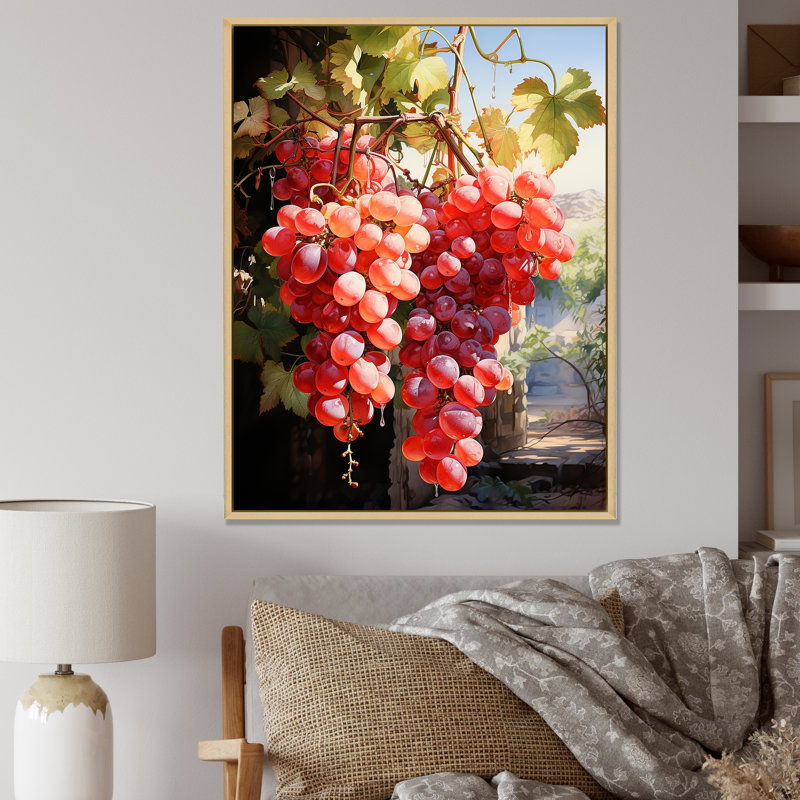 Vineyard Gentle Impression II - vin, art mural, H 44 po x l 34 po x P 1,5 po, Cadre flottant brun