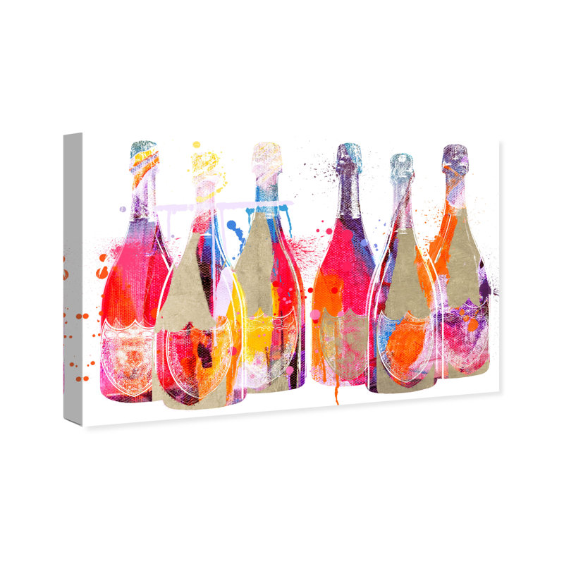 Color Splash Champagne - peinture sur toile, Toile tendue, H 16 po x l 24 po