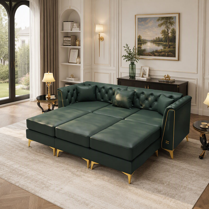 Canapé modulaire Chesterfield avec 3 coussins