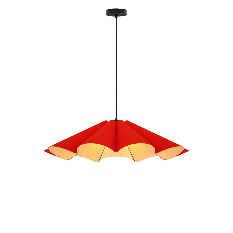 Delfina 1-Light Single Pendant, Red, 5.9" H x 23.6" W x 23.6" D