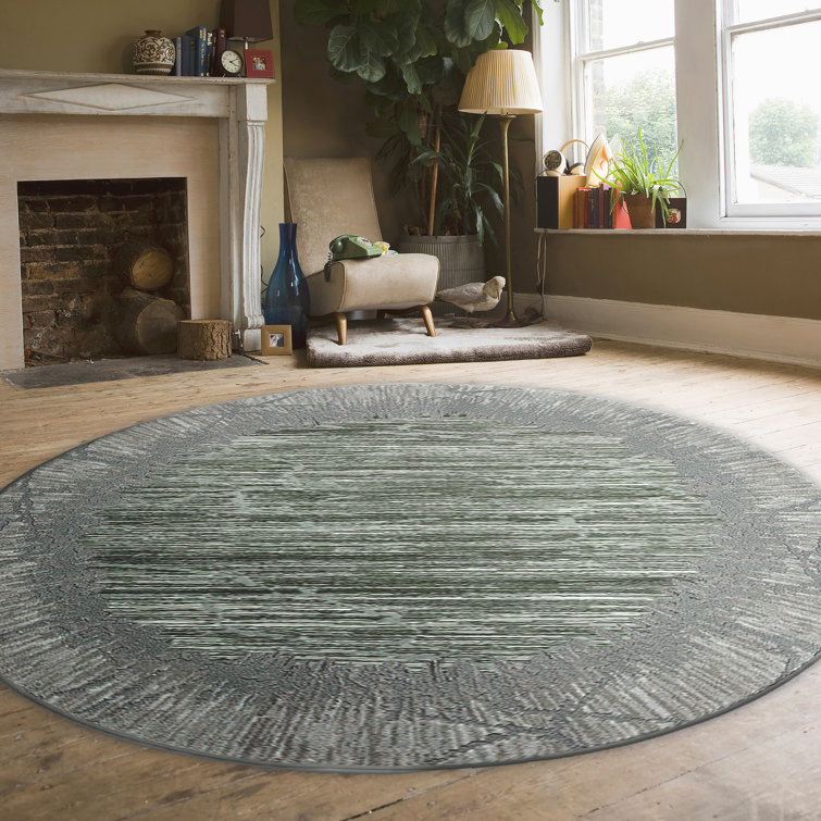 Davide 1229 Transitional Crackled Green Area Rug