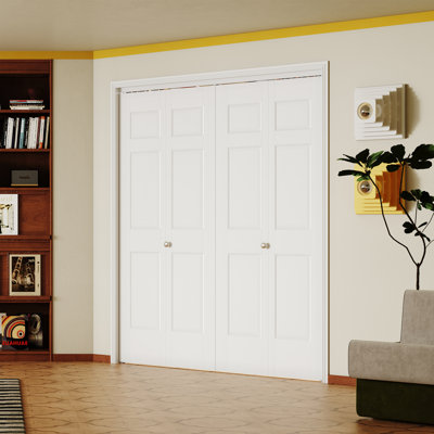 Portes CHIC MODE Porte pliante blanche à 6 panneaux, âme creuse, 48 po x 80 po, avec quincaillerie