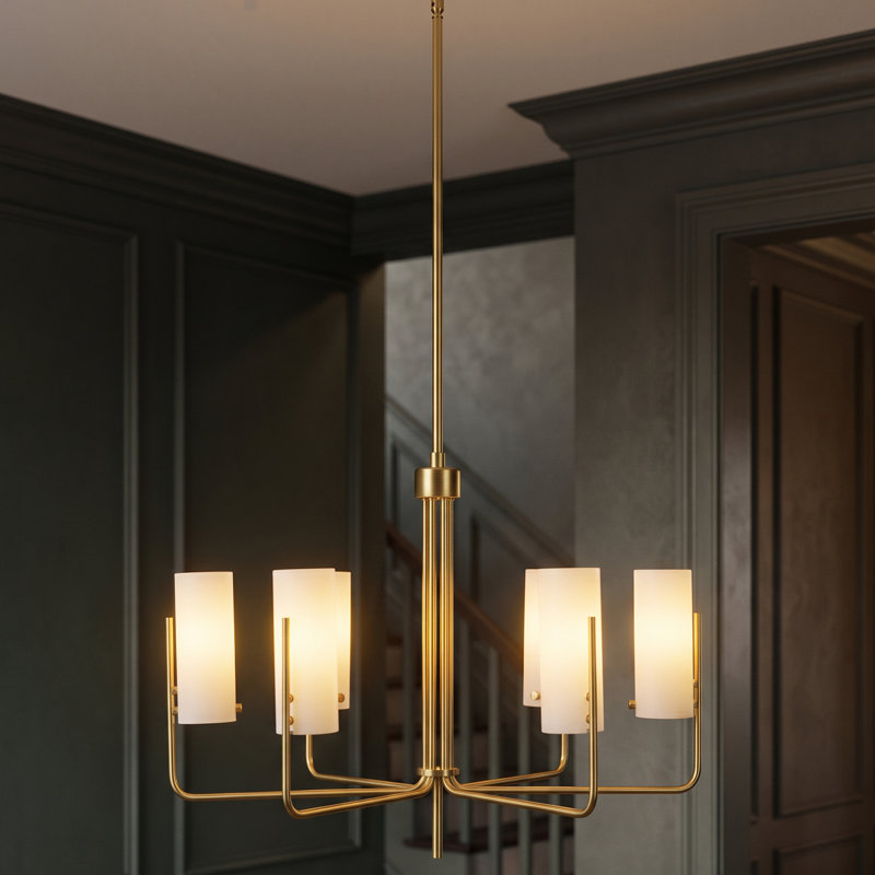 Lustre linéaire moderne en verre 6 lumières Arlo pour salle à manger et cuisine