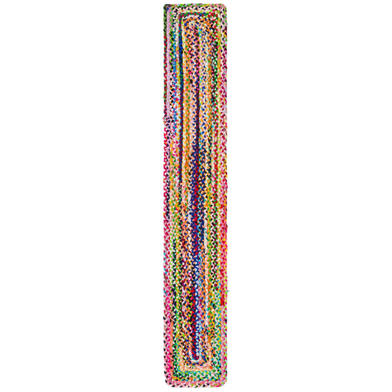 Hand Braided Cotton Southwestern Indoor Rug, Runner 1'2" x 8'