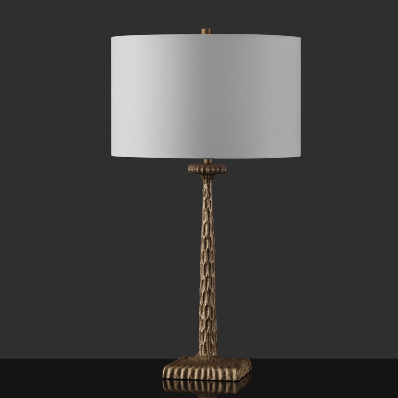 Lampe de table en métal Nivedha, Laiton antique