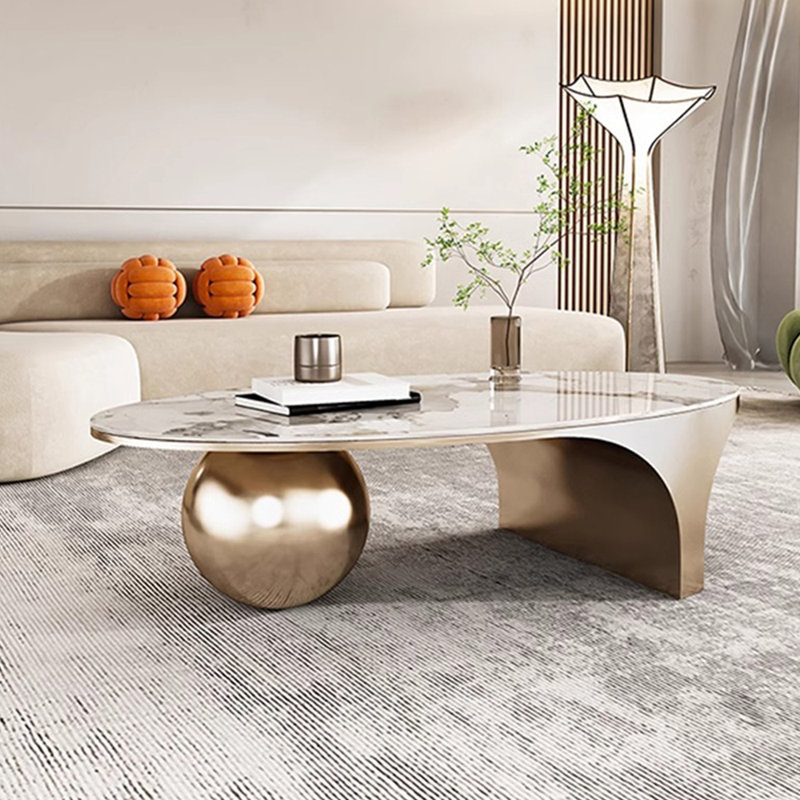 Table basse en acier inoxydable de style italien, Doré