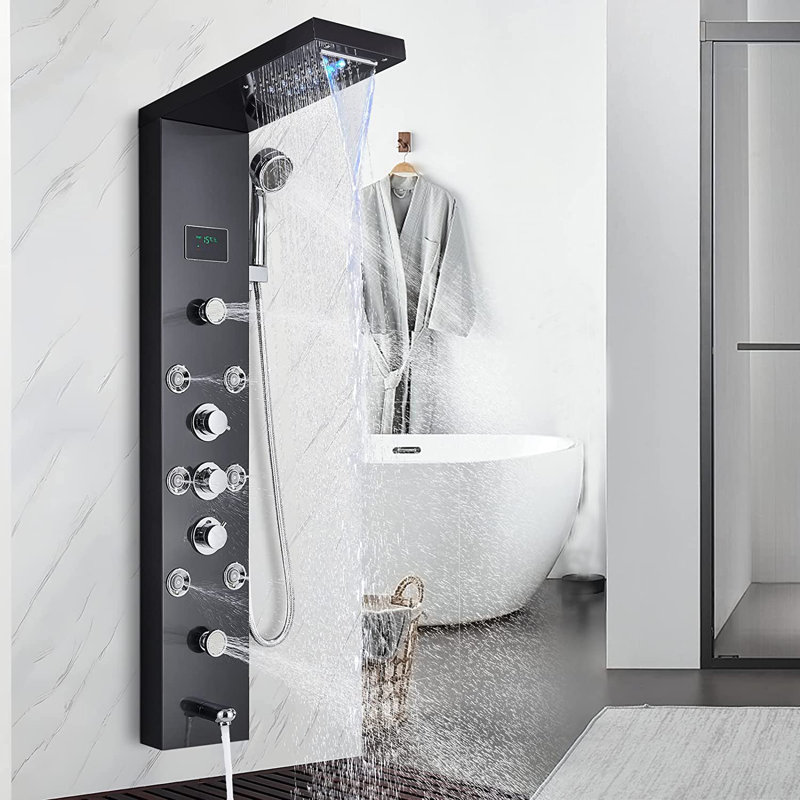 44.88'' Shower Panel with Fixed Shower Head, Black