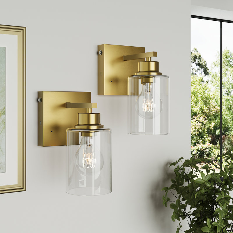 Rechargeable Iron Armed Sconce with Remote and Bulb Included, Gold
