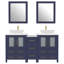 Ensemble de meuble-lavabo autoportant à double cuve 60 "avec plateau en marbre et miroirs assortis Ravenna-67116243