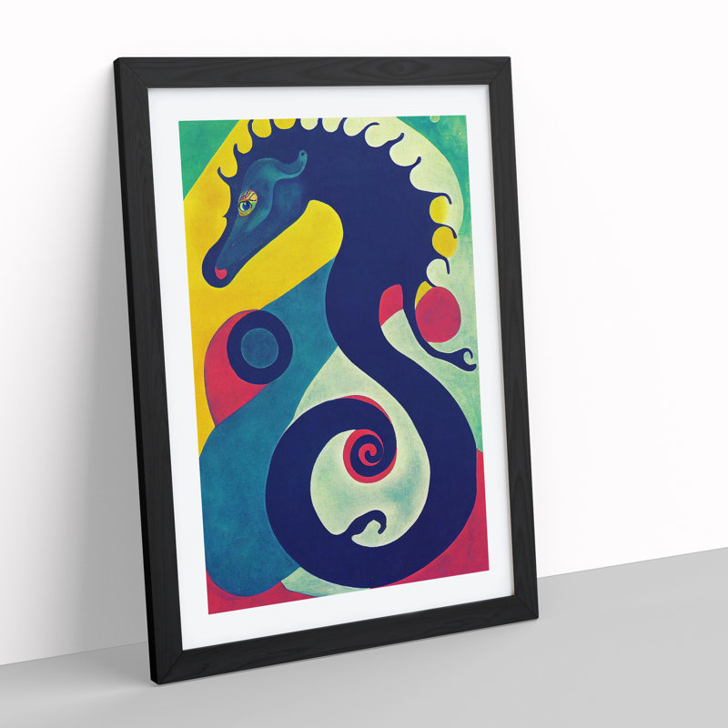 Artful Seahorse - Print, 64cm H x 46cm W x 2cm D, Black Framed Paper