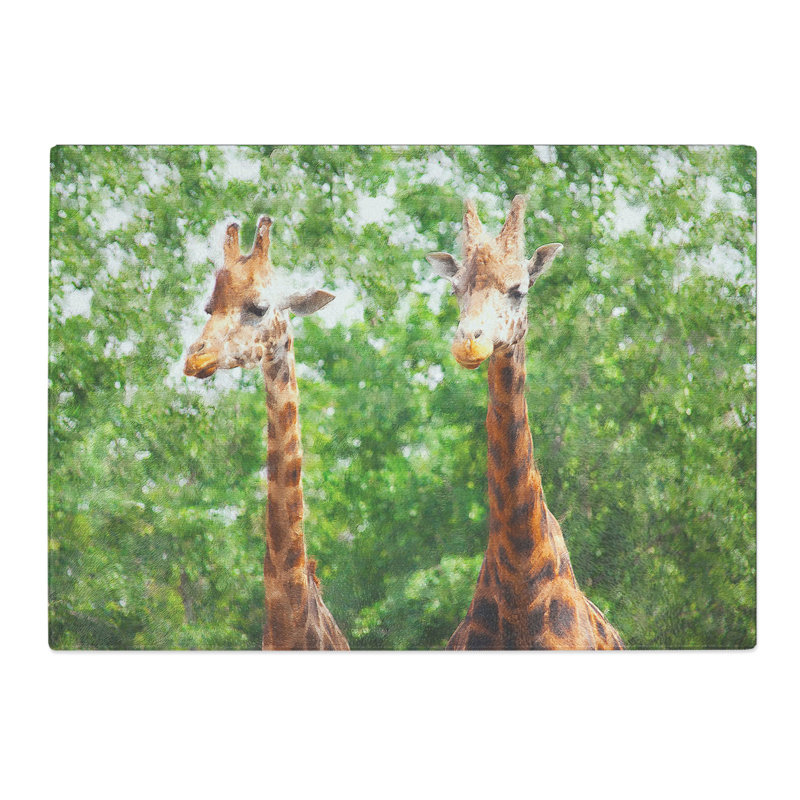 Two Giraffes Vol.2 Painting Chopping Board, 0.4cm H x 28.5cm W x 39cm L