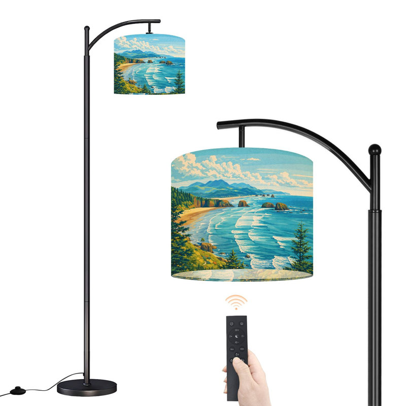 Arc Floor Lamp with Adjustable Lampshade Oregon Coast Standing Lamp 3 Colour Temperatures Dimmable Tall Pole Lamp with Foot Switch for Bedroom