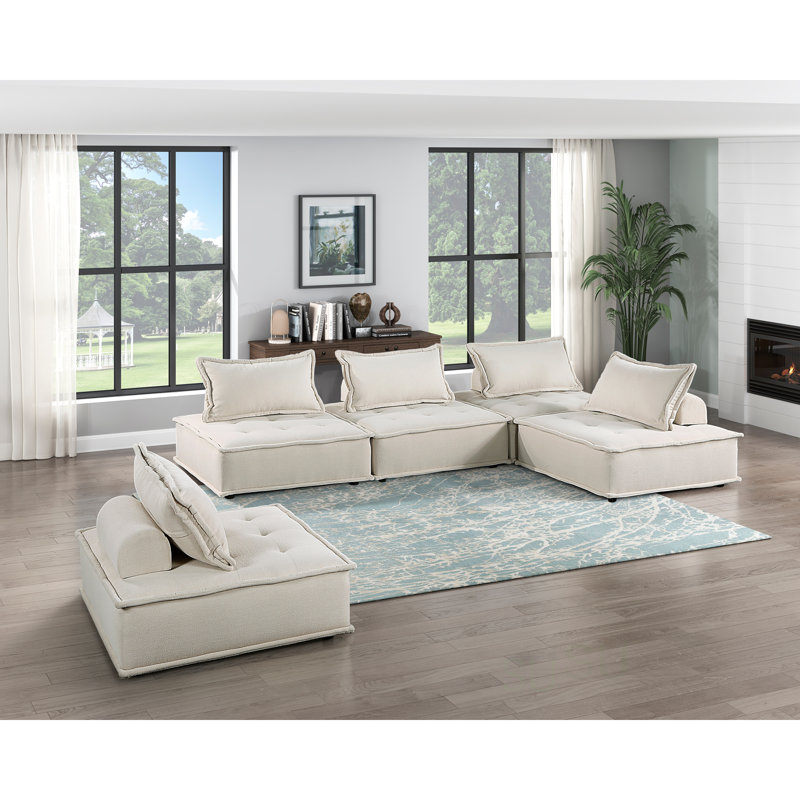Fauteuil d'appoint capitonné beige
