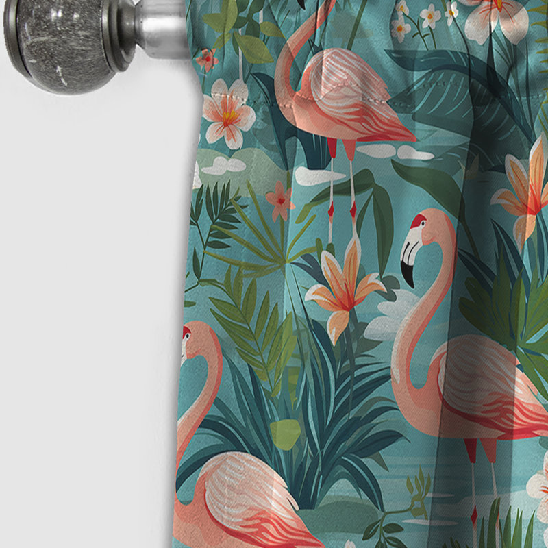 Flamingo Paradise - motif tropical I - Rideau floral - Rideau floral occultant en velours - 1 panneau, L 52 po x L 90 po