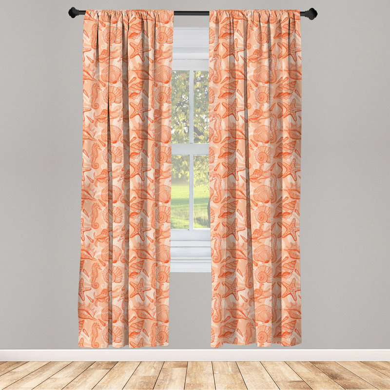 Shells Semi-Sheer Rod Pocket Curtain Panels, 28" x 95"
