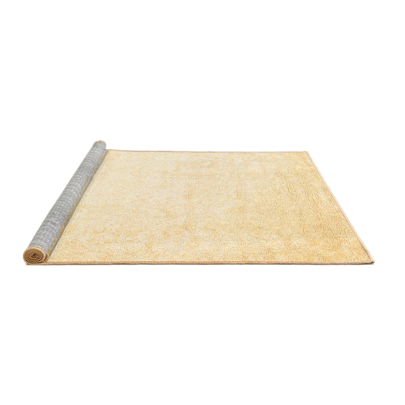 Tapis brun contemporain lavable à la machine 2737, Carré 7 pi