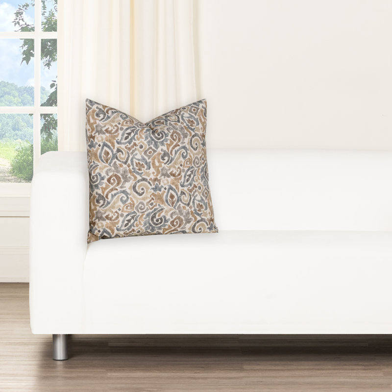 Coussin décoratif Magnolia Home Fashions Caspian Chambray, Polyester, Neutre damassé 1, H 16 po x l 16 po