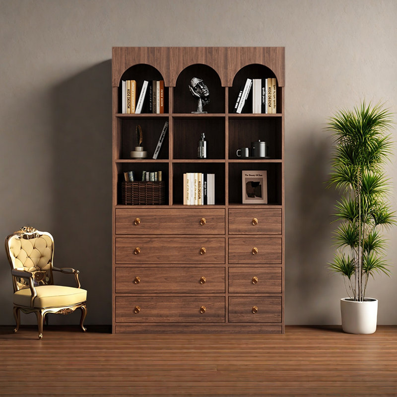Bibliothèque américaine à la mode et rétro, Marron foncé