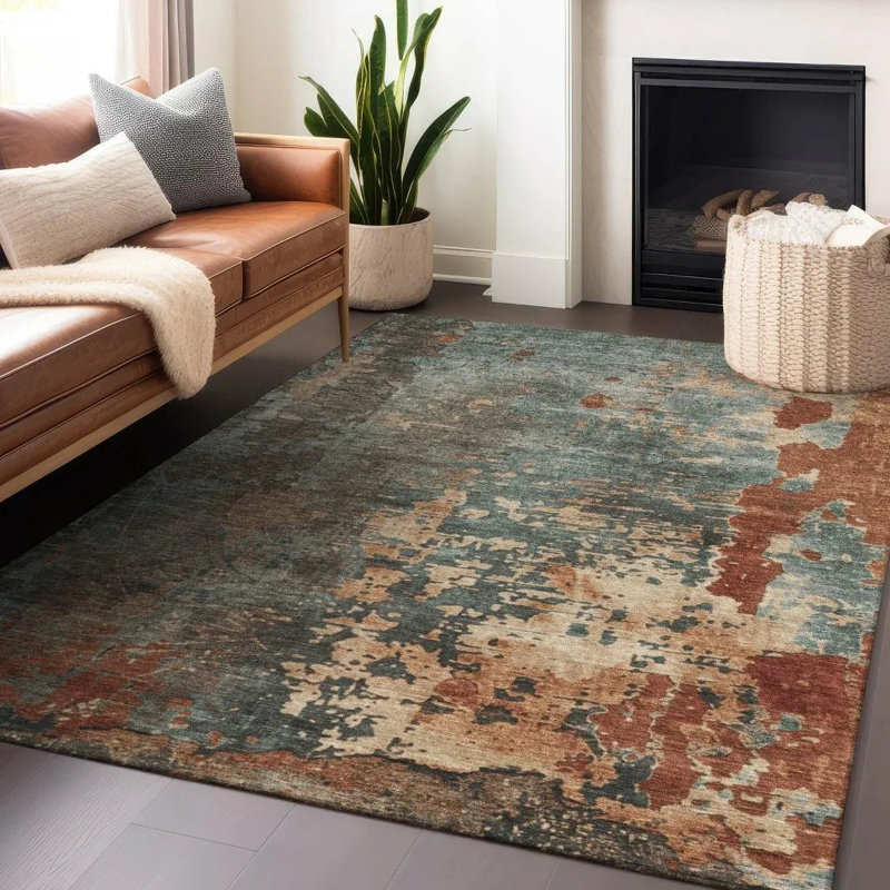 Elon Blue Washable Indoor-Outdoor Rug, 3' x 5'