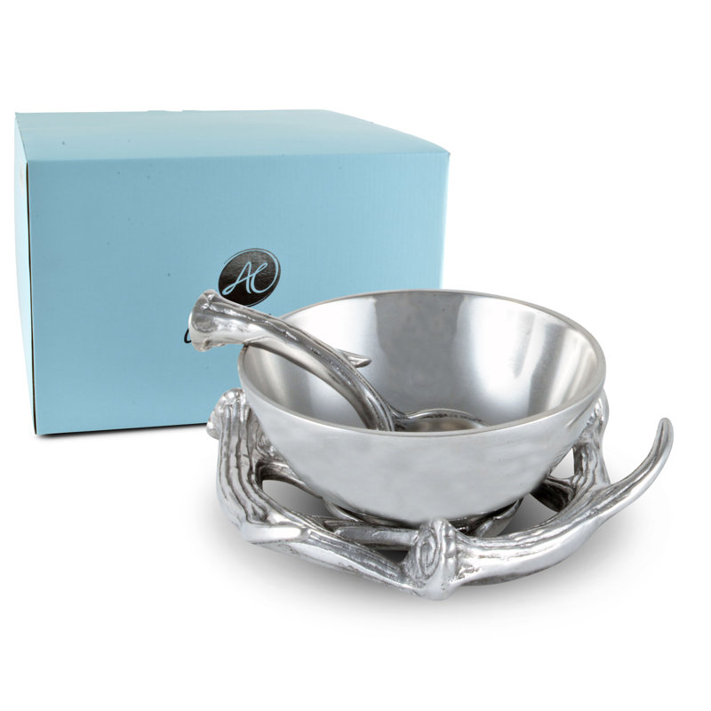 Rustic Aluminum Antler Condiment Server with Spoon