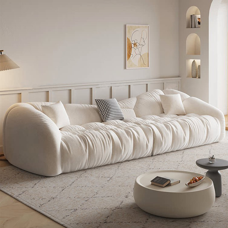 Coussin modulaire beige en polyester, 28.35" H x 110.24" W x 41.34" D, Beige