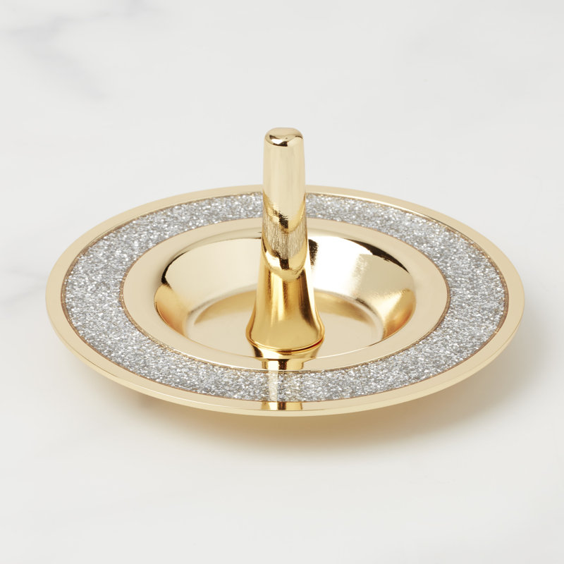 Plat rond à paillettes argenté assis