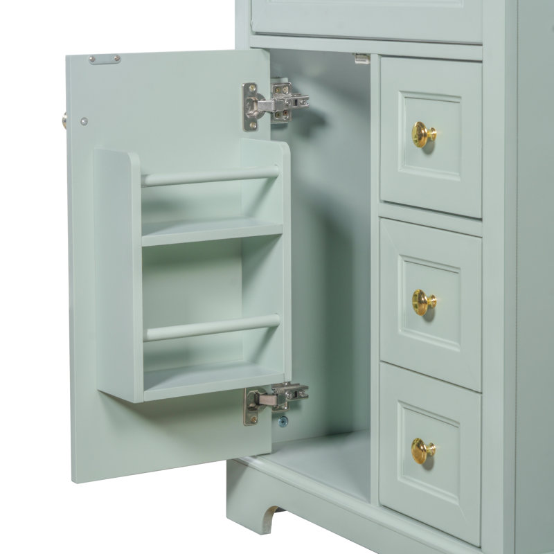 Modern 24'' Bathroom Vanity Set With Ceramic Top, Green