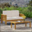Ensemble de causeuse et table basse en bois d'acacia avec coussins-1293821099-1293821098