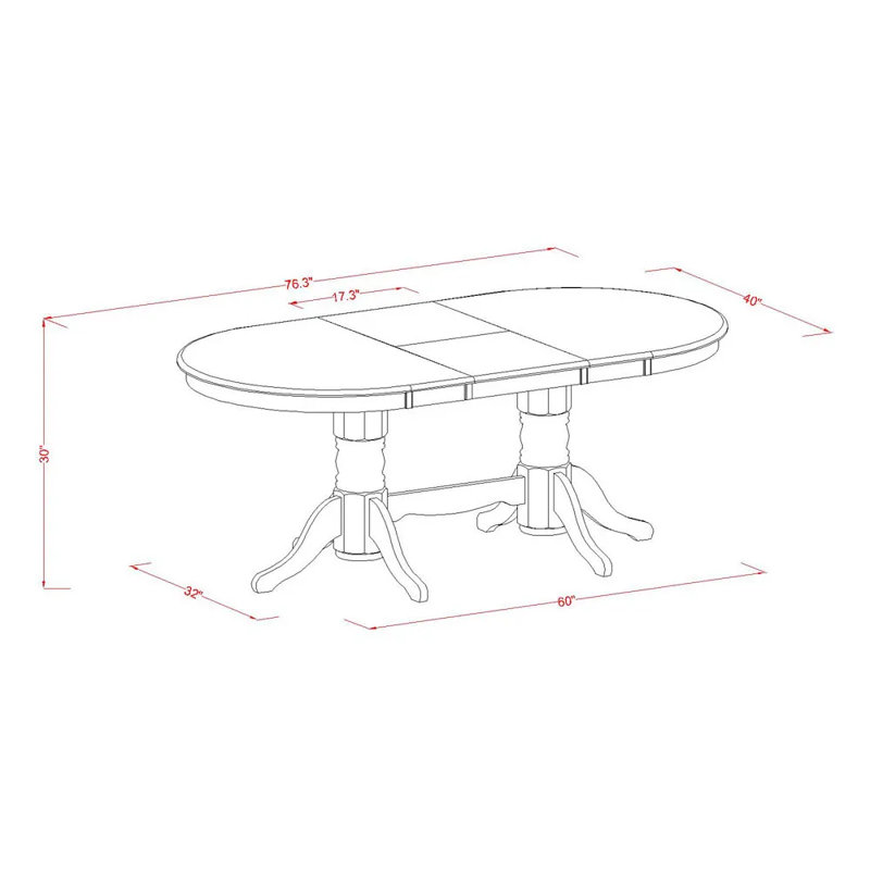 Ensemble de table et chaises de cuisine 9 pièces comprenant une table de salle à manger ovale avec rallonge papillon et 8 chaises en bois massif, lin blanc