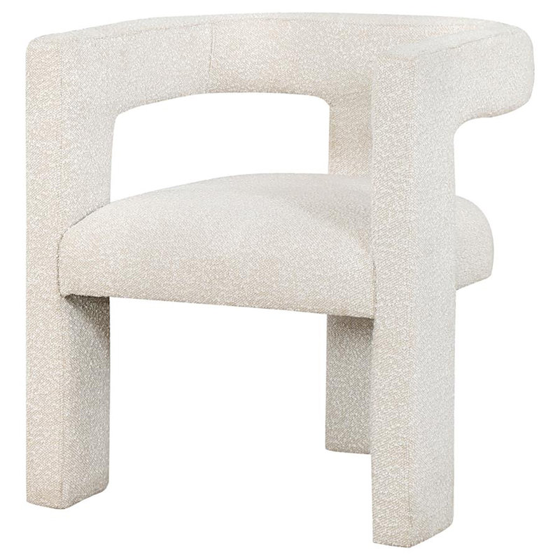Chaise d'appoint Jeremas Boucle, Polyester blanc