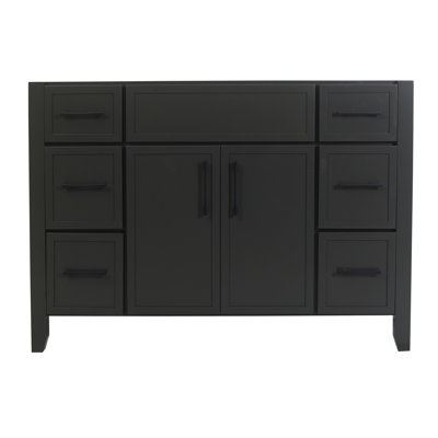 Design House Dawson 48 in. W x 21 in. D x 34 in. H Ready to Assemble Bathroom Vanity Cabinet in Sherwin-Williams® Iron Ore with Matte Black Hardware (228445-IO-RTA)