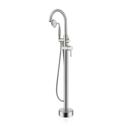 Robinet de baignoire autoportant avec douche à main - Tuyau de 59 po pour un rinçage pratique et un robinet fixé au sol
