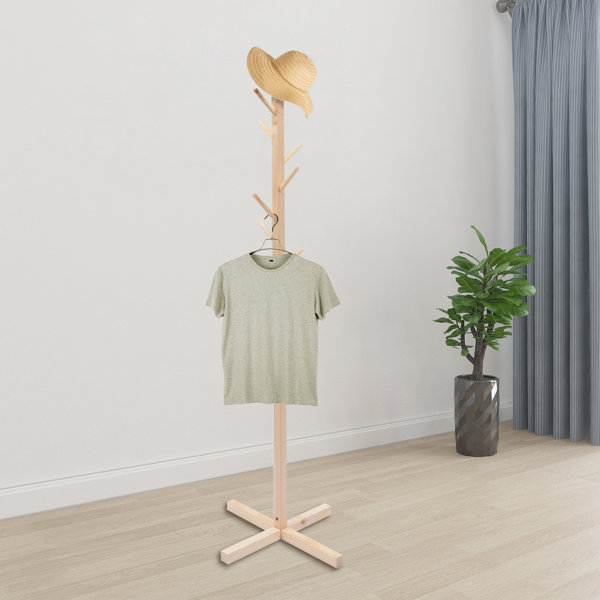 Rebrilliant Juliett Solid Wood Freestanding 8 - Hook Coat Rack ...